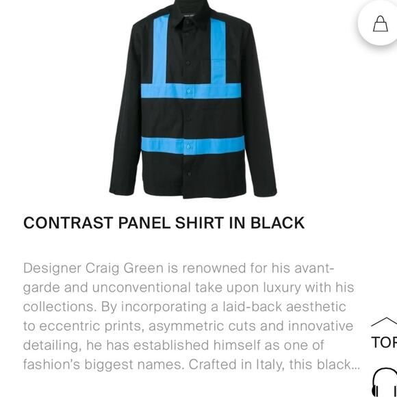 Craig Green Harness Detail Contrast Panel Shirt in Black and Blue - Picture 8 of 8